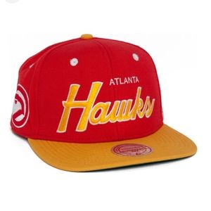100% Wool Atlanta Hawks NBA Adjustable & Seal Red/Gold Script Snapback Cap